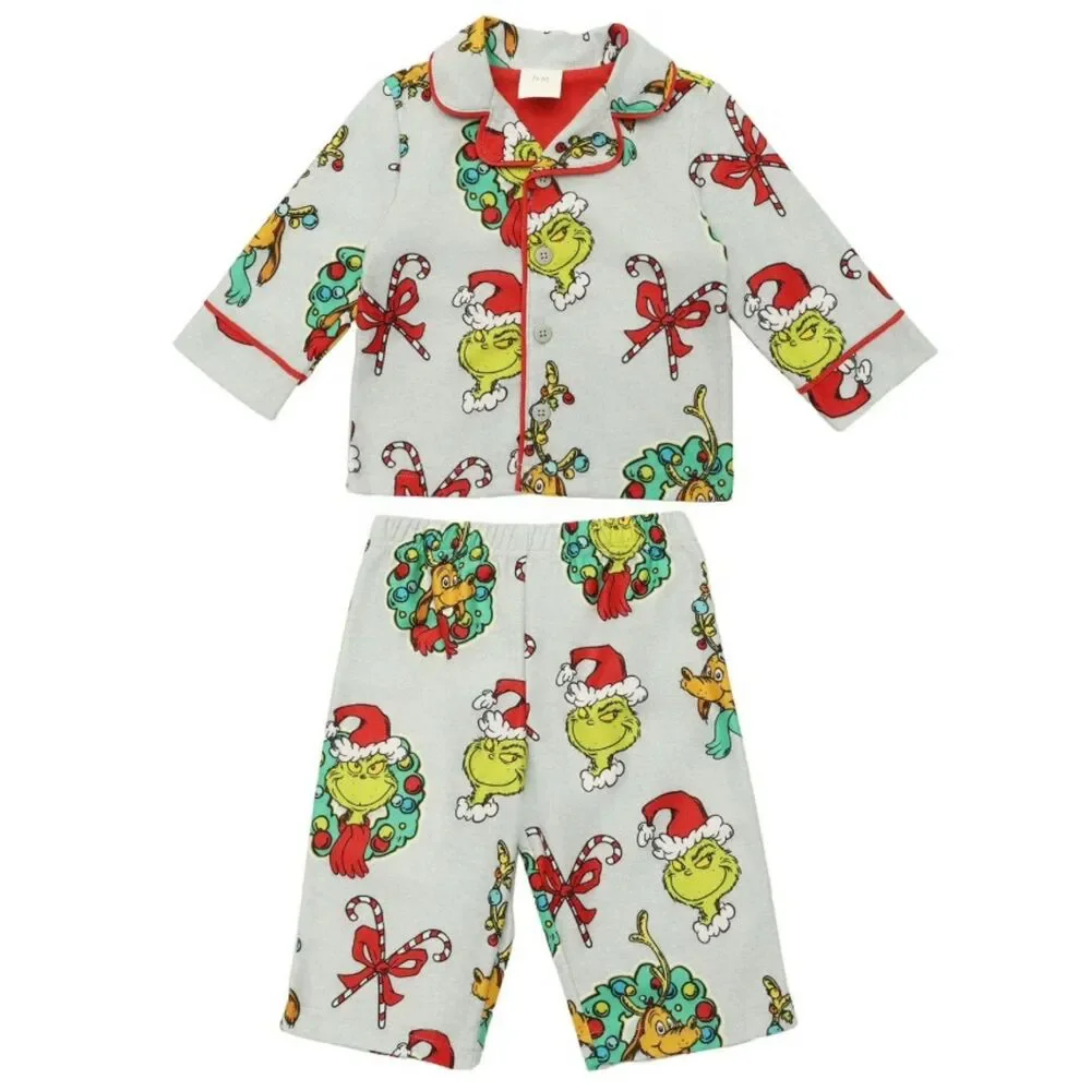 NEW Baby Boys Sz 18 Months Christmas Holiday GRINCH Soft Comfy 2 Pc Pajama Set